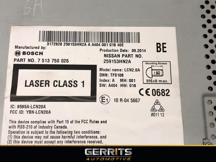 Navigeringssystem från en Nissan Micra (K13) 1.2 12V DIG-S 2015