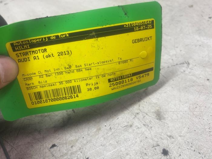 Startmotor van een Audi A1 Sportback (8XA/8XF) 1.4 TFSI 16V 122 2013