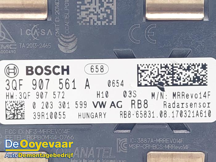 Adaptiv farthållare, sensor (avstånd) från en Volkswagen Golf VII (AUA) 2.0 GTI 16V Performance Package 2017