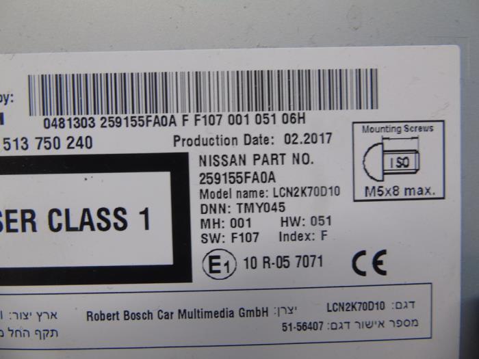 Navigeringssystem från en Nissan Micra (K14) 0.9 IG-T 12V 2017