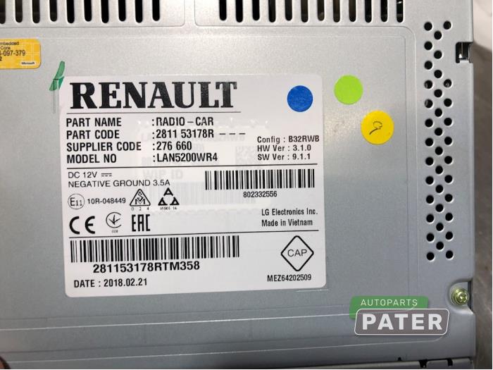 Navigeringssystem från en Renault Captur (2R) 0.9 Energy TCE 12V 2018