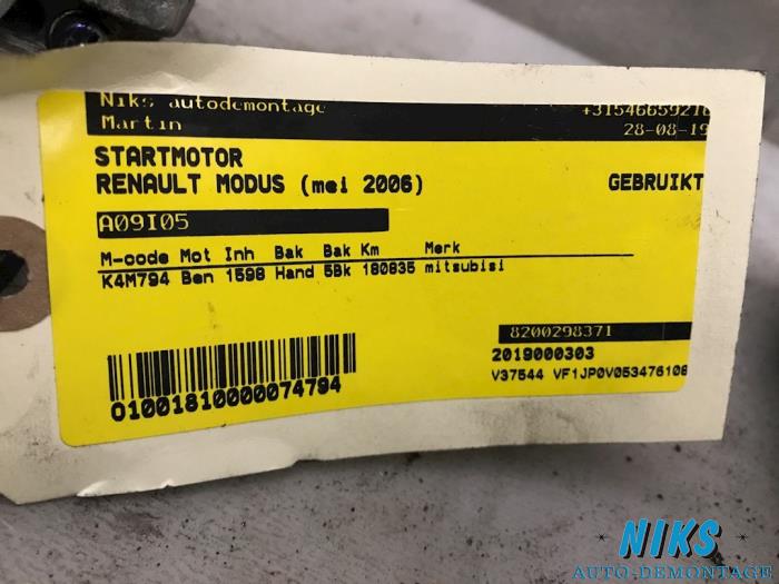 Startmotor från en Renault Modus/Grand Modus (JP) 1.6 16V 2006