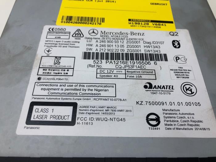 Navigeringssystem från en Mercedes-Benz CLA (117.3) 1.6 CLA-180 16V 2014