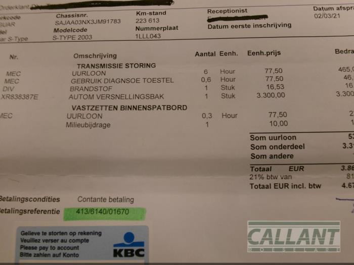 Växellåda från en Jaguar S-type (X200) 2.5 V6 24V 2003