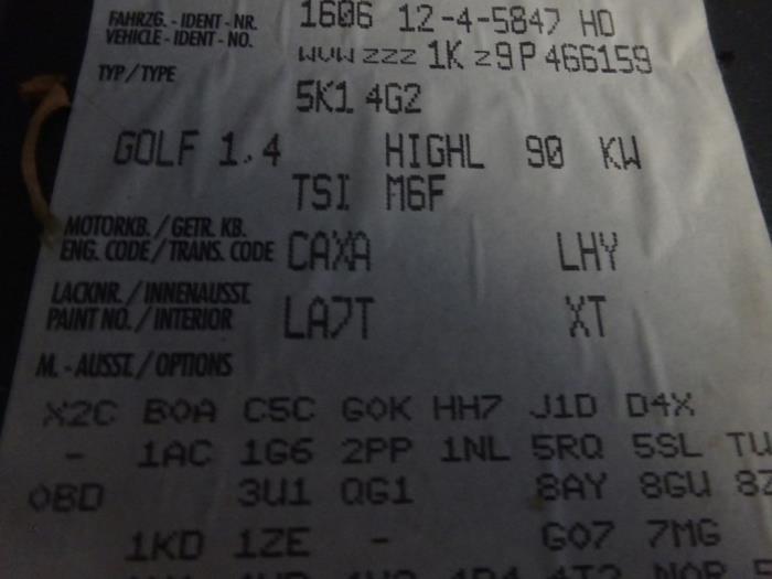 Volkswagen Golf VI 1.4 TSI 122 16V Skrotfordon (2009, GRIJS)