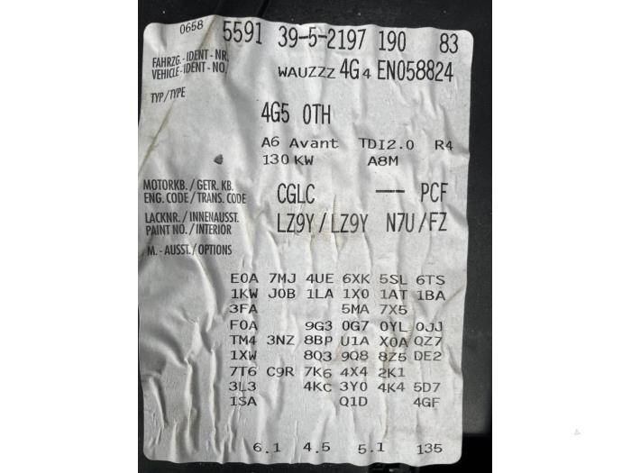 Audi A6 Avant 2.0 TDI 16V Skrotfordon (2013, ZWART)