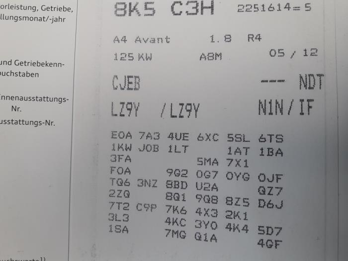 Audi A4 Avant 1.8 TFSI 16V Skrotfordon (2012, ZWART)