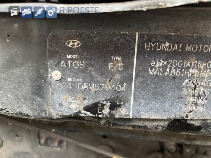 Hyundai Atos 1.1 12V Skrotfordon (2005, ZWART)