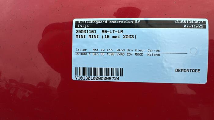 Mini Mini One/Cooper 1.6 16V Cooper Sloopvoertuig (2003, Rood)