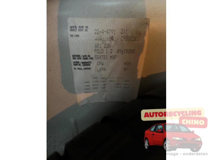 Volkswagen Polo V 1.2 TDI 12V BlueMotion Sloopvoertuig (2011, Wit)